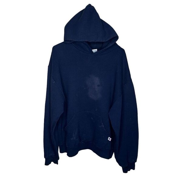 VTG Russel Athletic Navy Hoodie Size L - Picture 1 of 5
